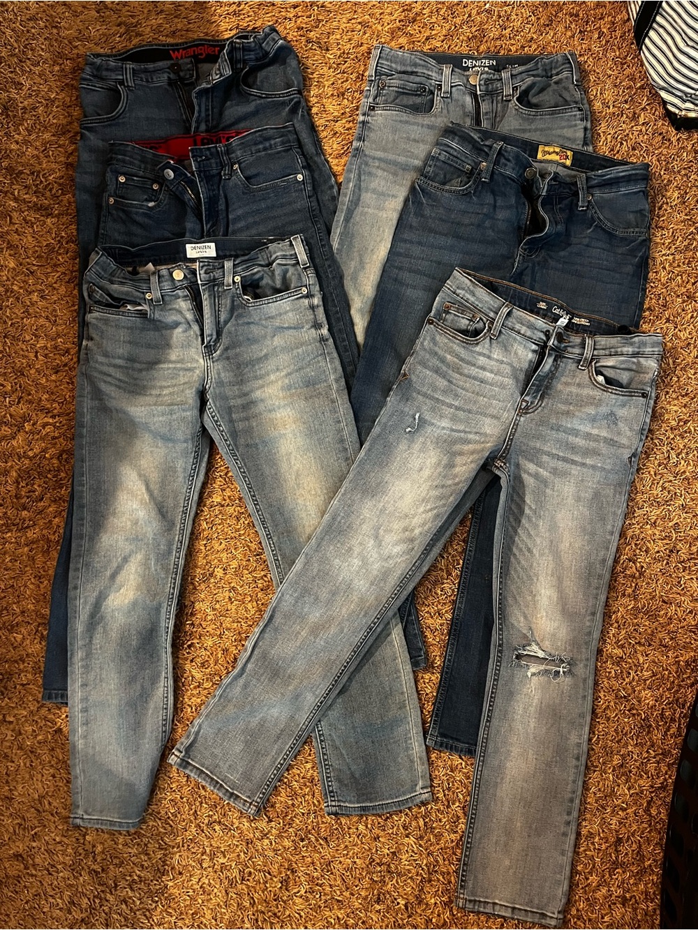 Boys 14 Blue Denim Jeans 6 pair